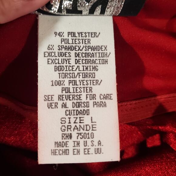 Vtg City Triangles 90s Y2K Glitter Sparkle Stretch Dress Size L Red Vamp Formal - Picture 9 of 13